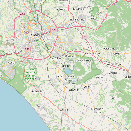 Map showing Ciciliano east of Rome